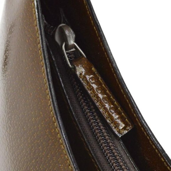 Gucci Vintage Brown Satchel Speckled And Glossy Leather With Bamboo - Picture 8 of 12